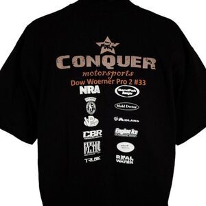Conquer Motorsports T Shirt Mens Size XL Black Dow Woerner Pro 2 #33 Racing USA
